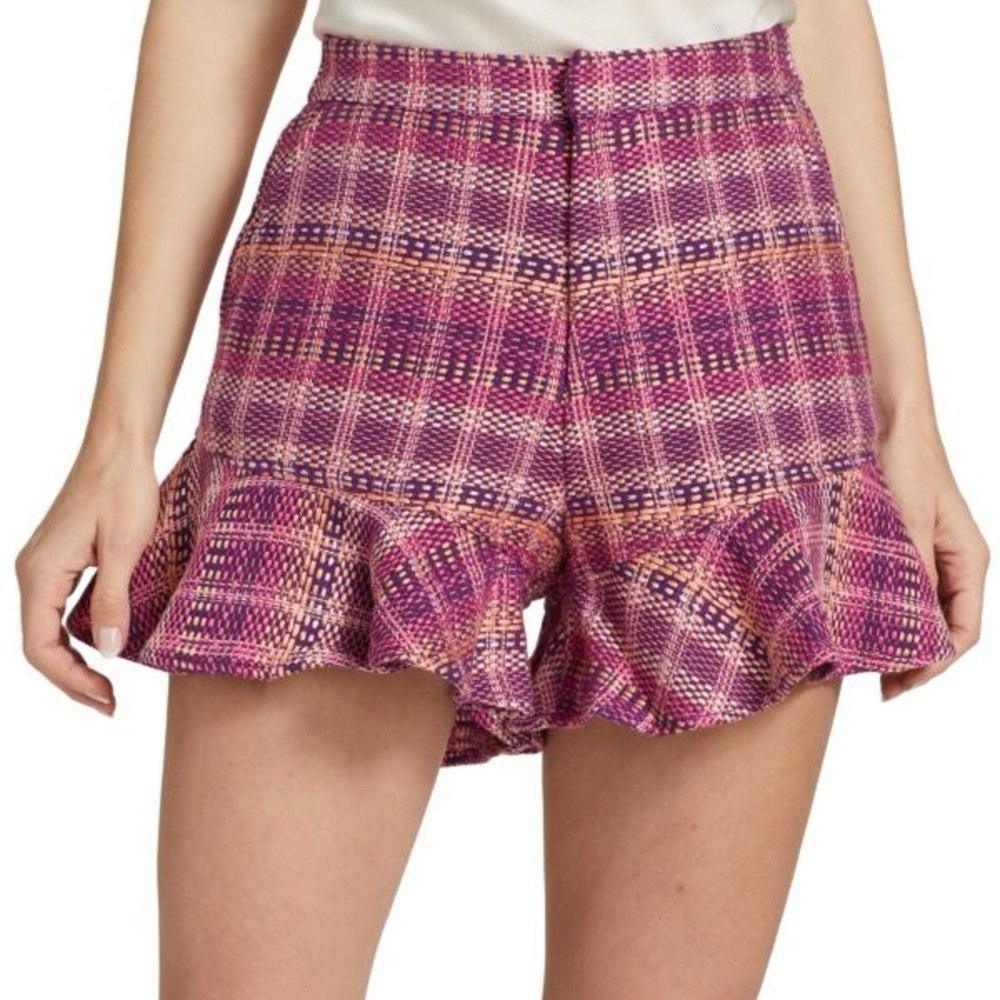 CINQ À SEPT Lexie Box Weave Ruffle Shorts Sz 2 NWT $395 retail